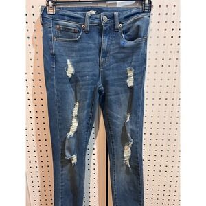 AERO High‎ Rise Jegging Jeans Size 4 Short Distressed Blue Denim Skinny